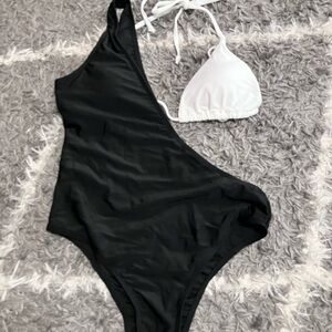 Stylish Black One Piece Swimsuit
